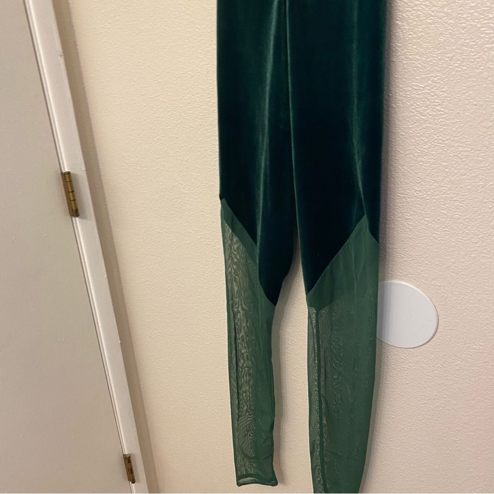 Kelle Dance Costume Solo Jumpsuit Unitard Shifting Lines 6152 Green Velvet Ma — image 5 of 8